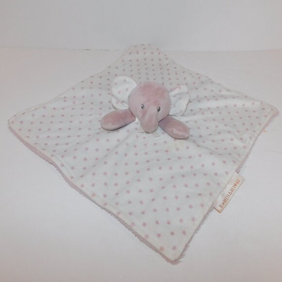Blankets & Beyond Pink Mauve White Elephant Stars Security Blanket Baby lovey - Picture 1 of 5